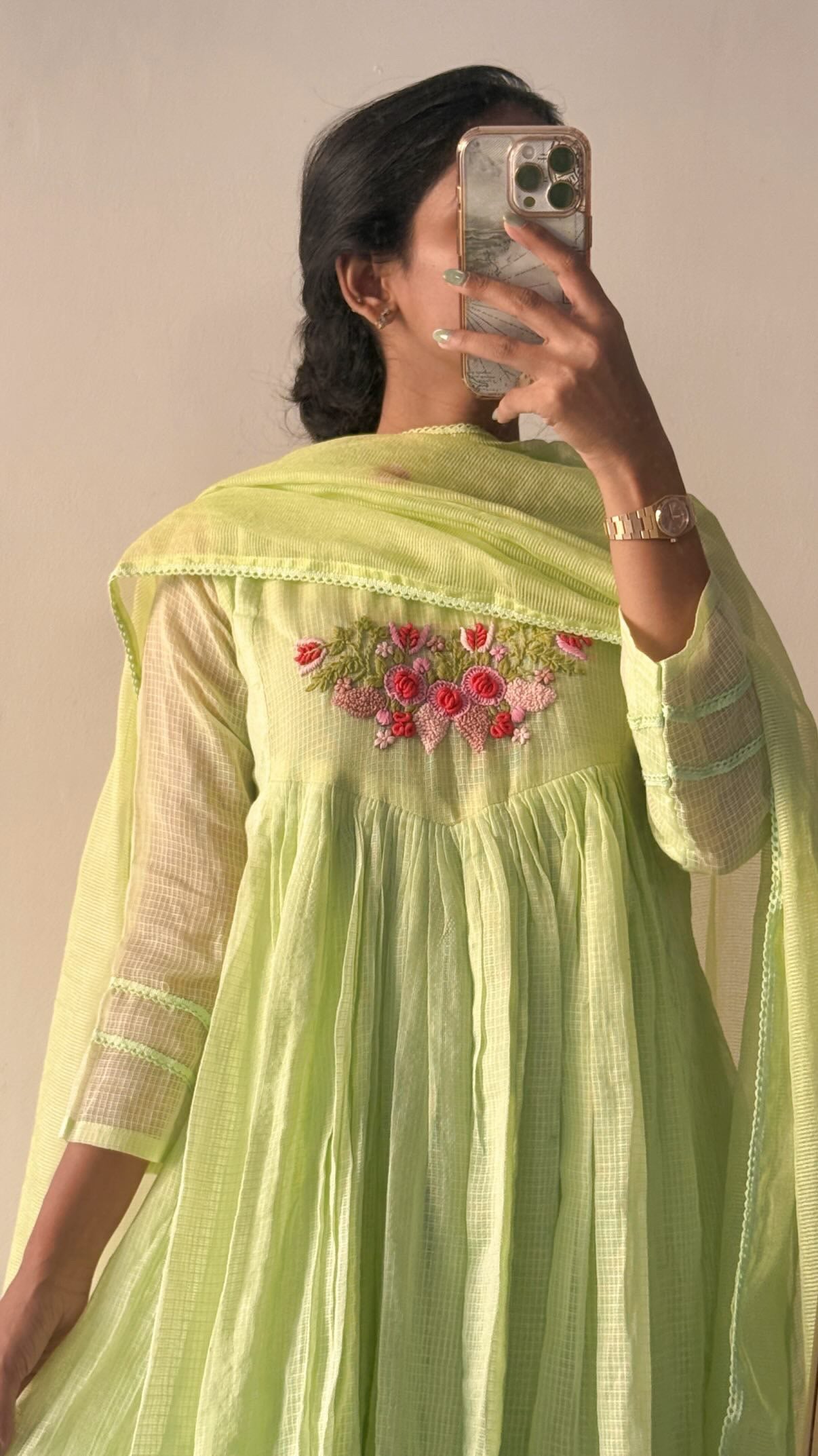 Pista green anarkali