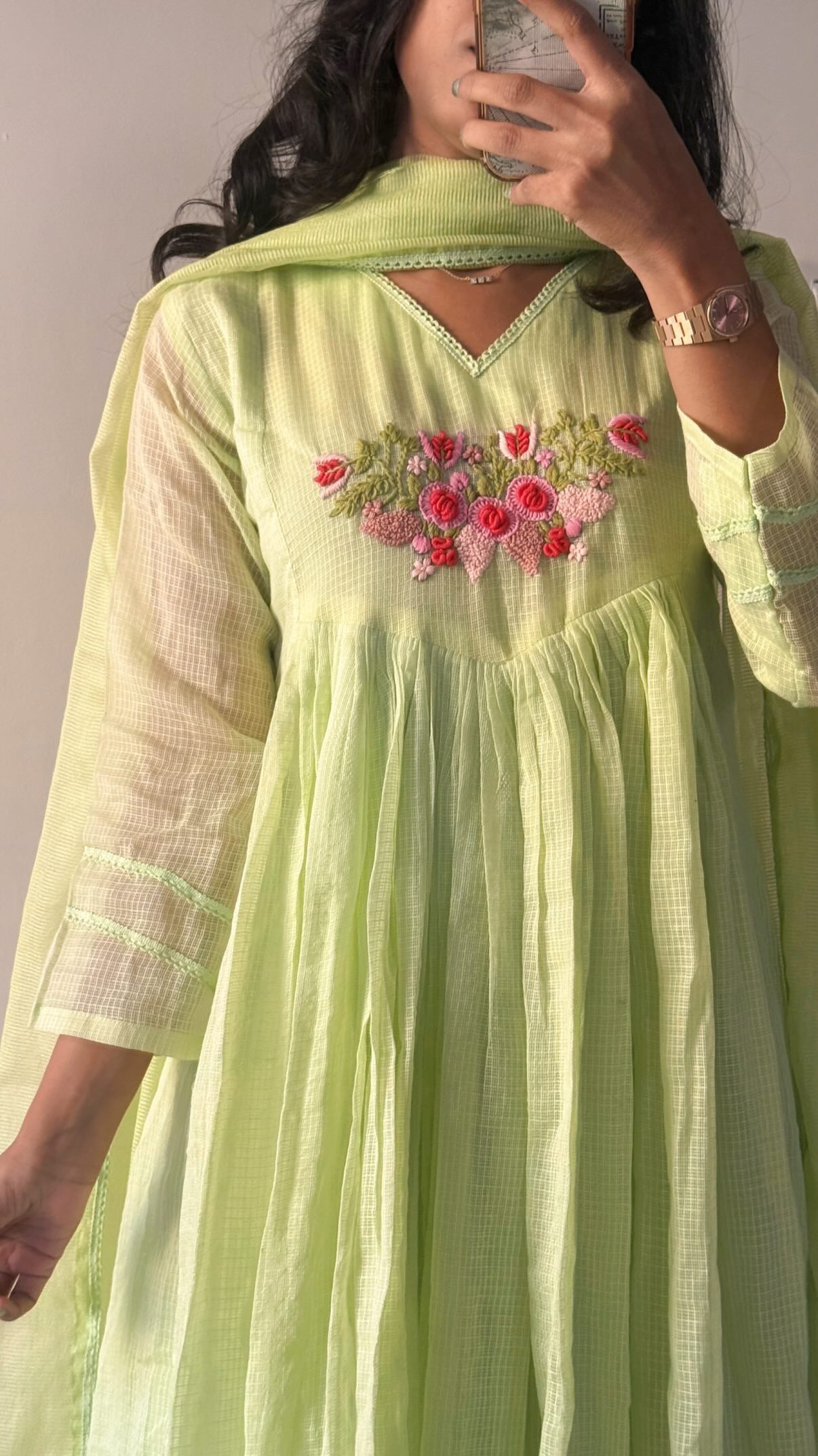 Pista green anarkali