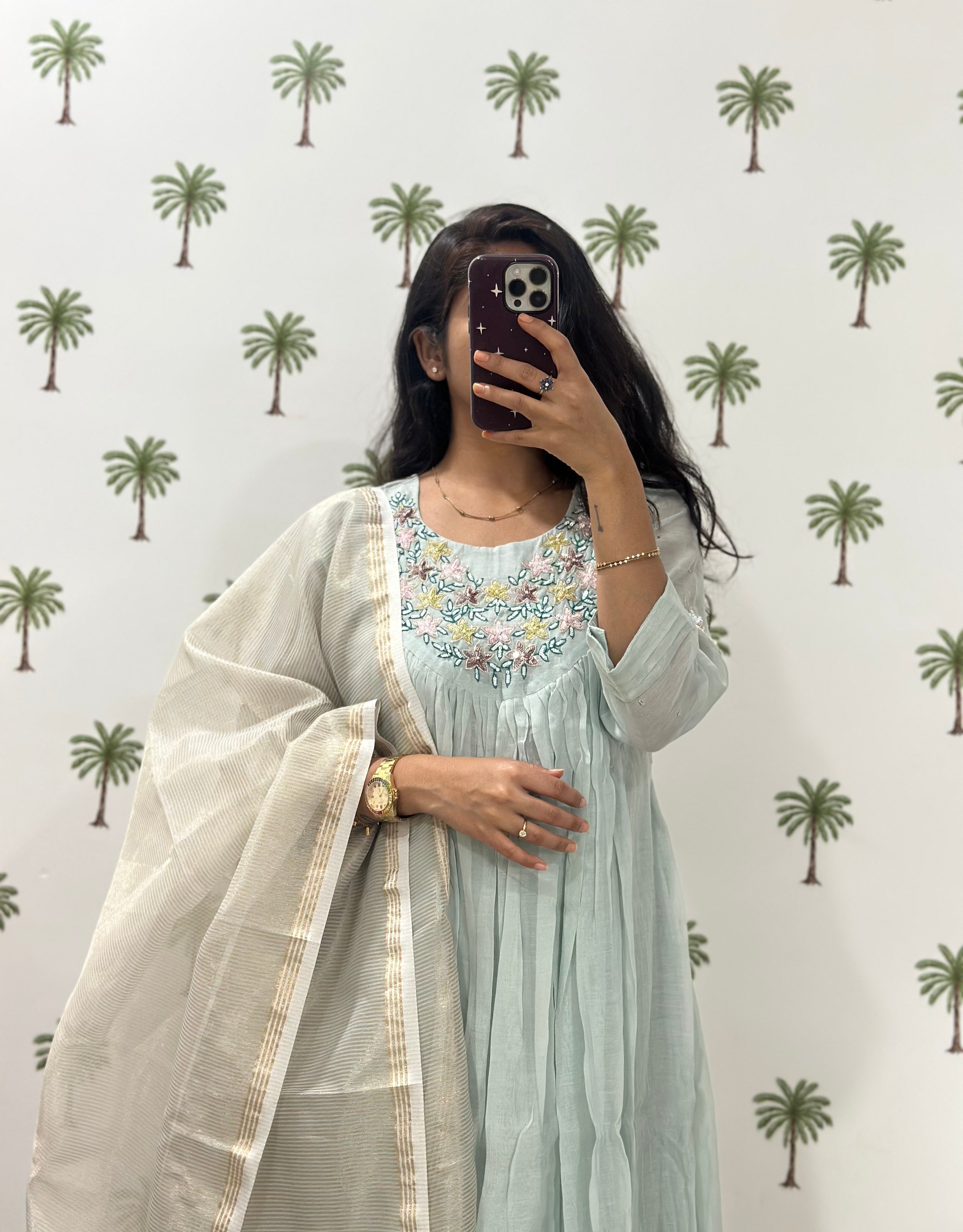 Mint Whisper Chanderi Set