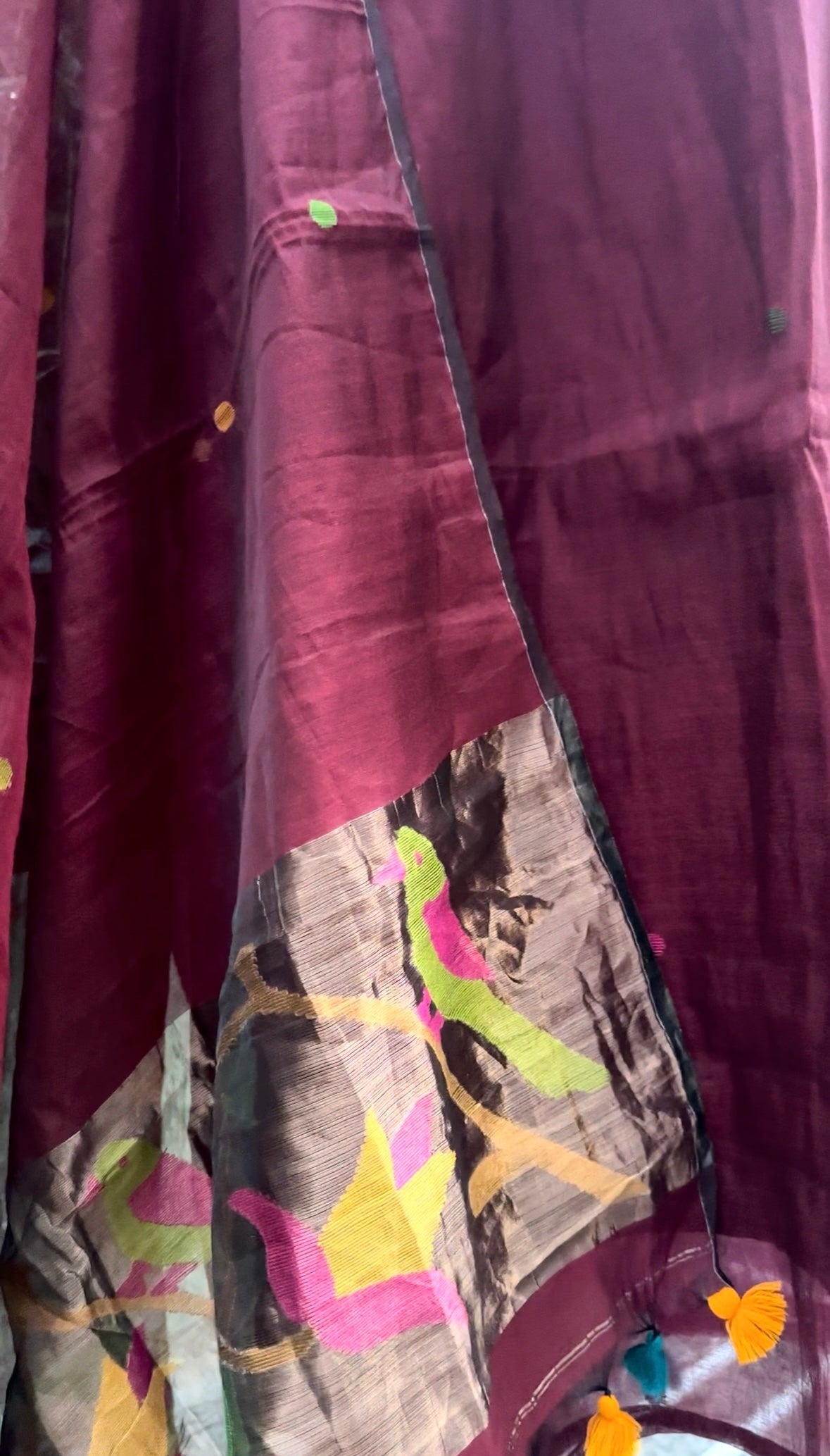 Roohani maroon jamdhani silk set