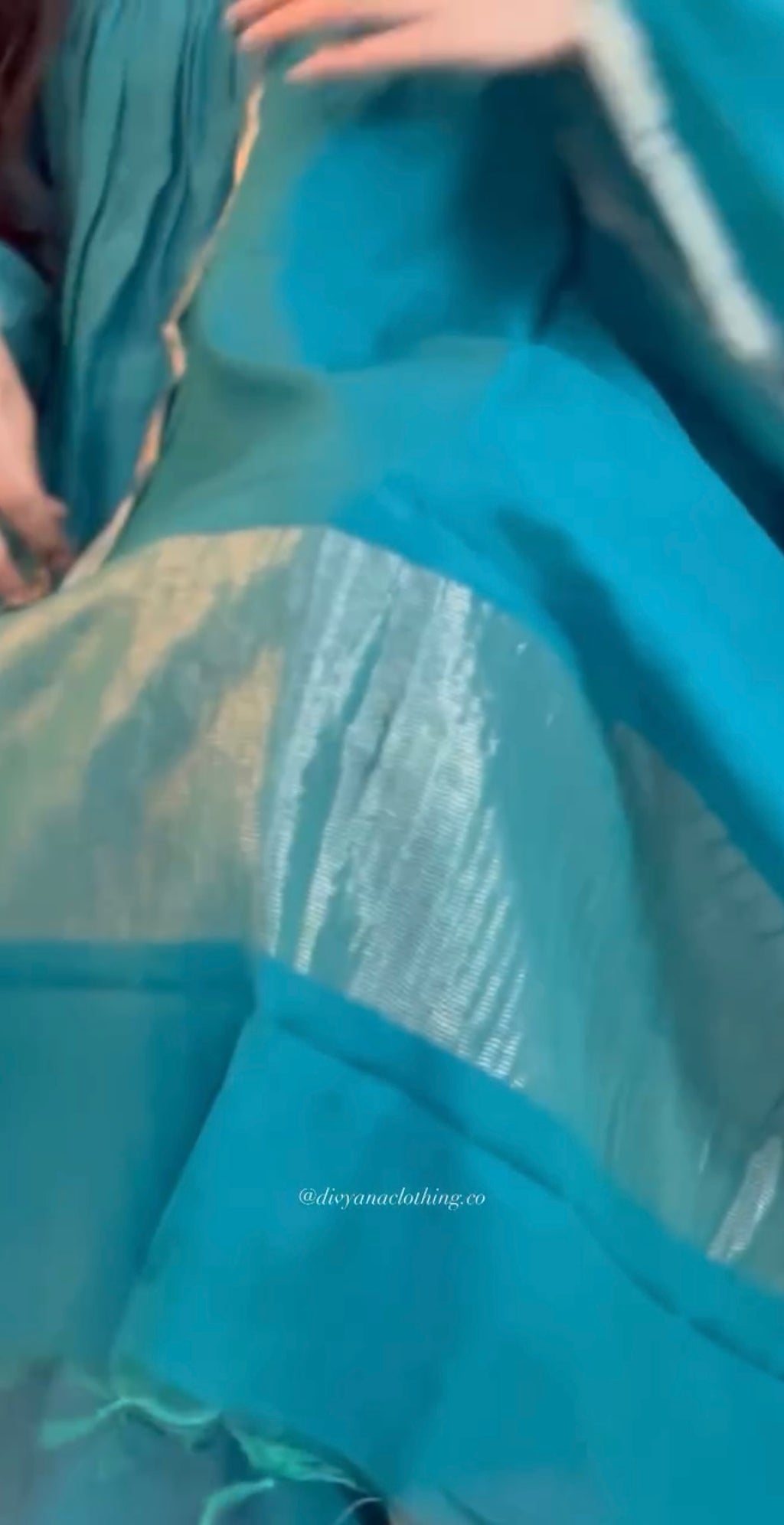 Neelambari teal chanderi embroidey set