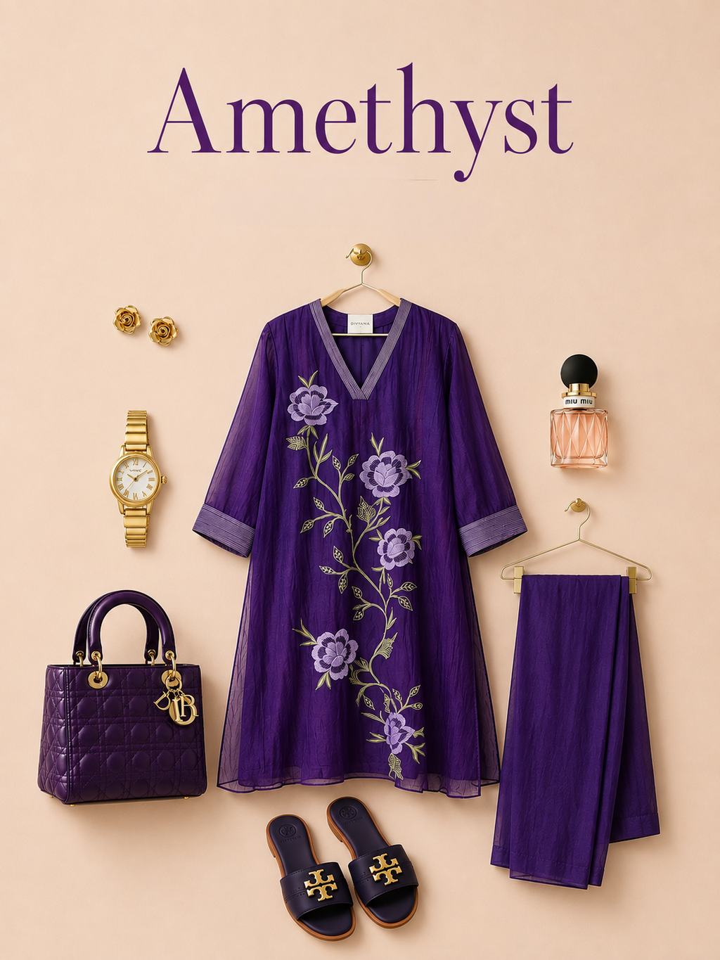 Amethyst crystal Chanderi Co-ord Set