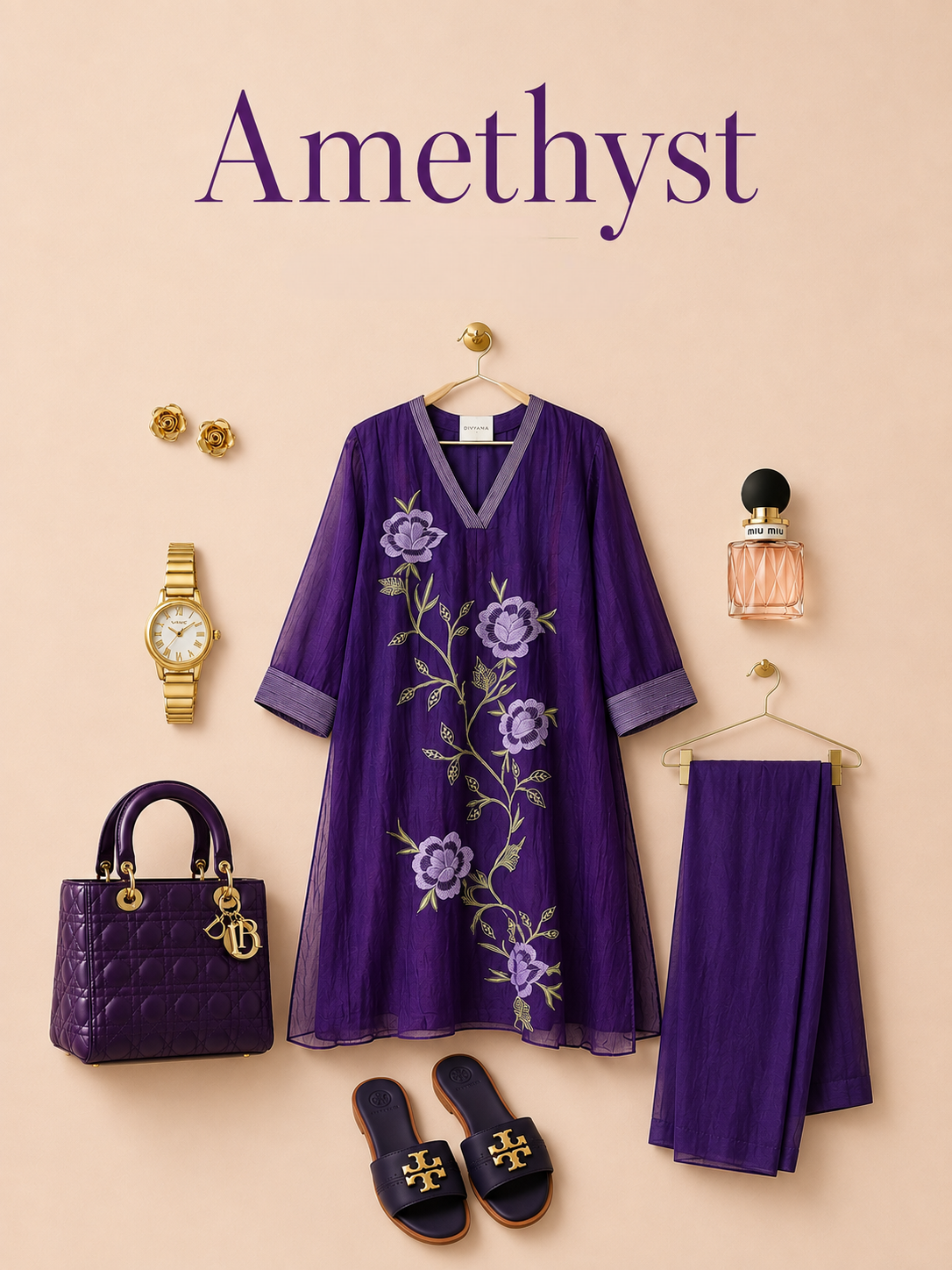 Amethyst crystal Chanderi Co-ord Set