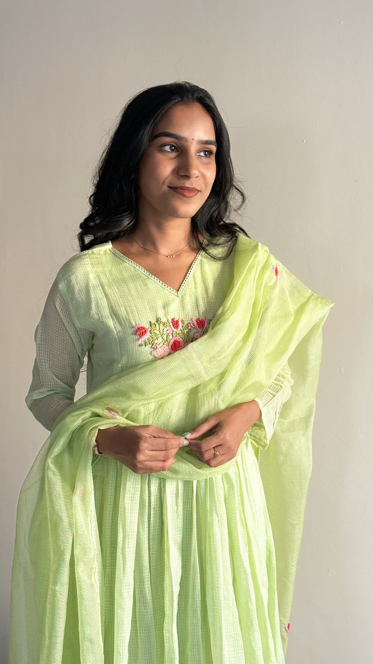 Pista green anarkali