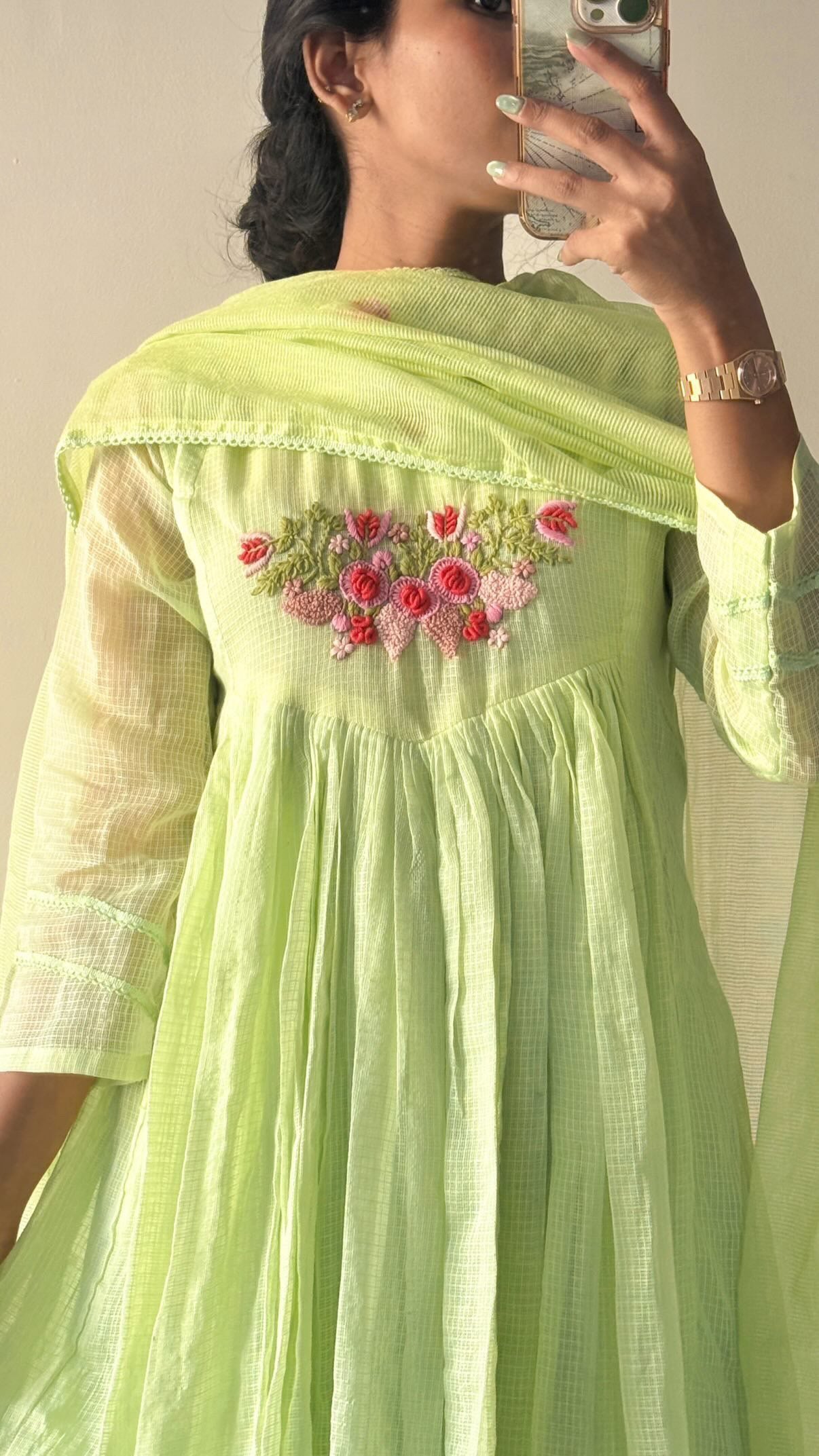 Pista green anarkali