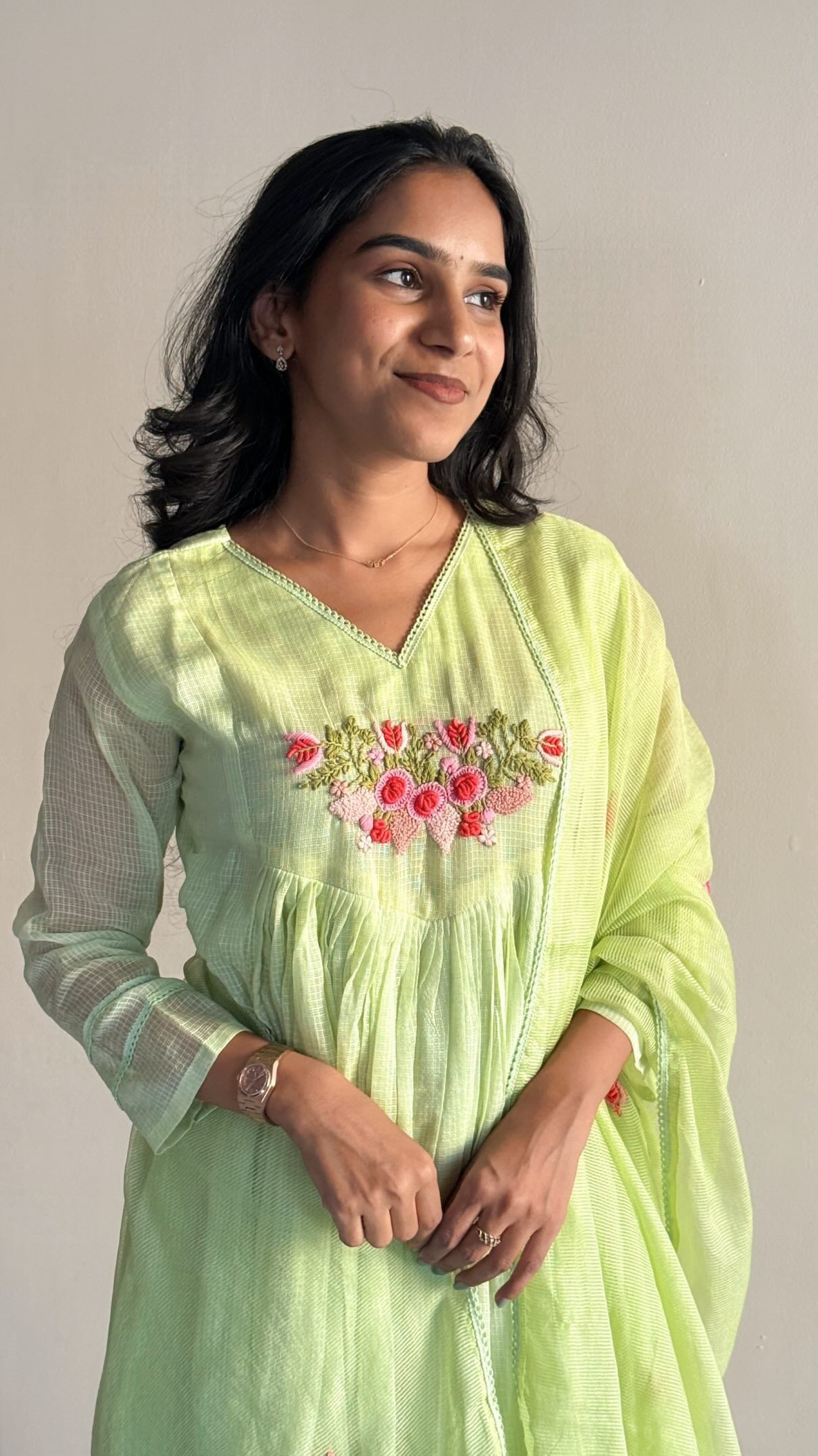 Pista green anarkali