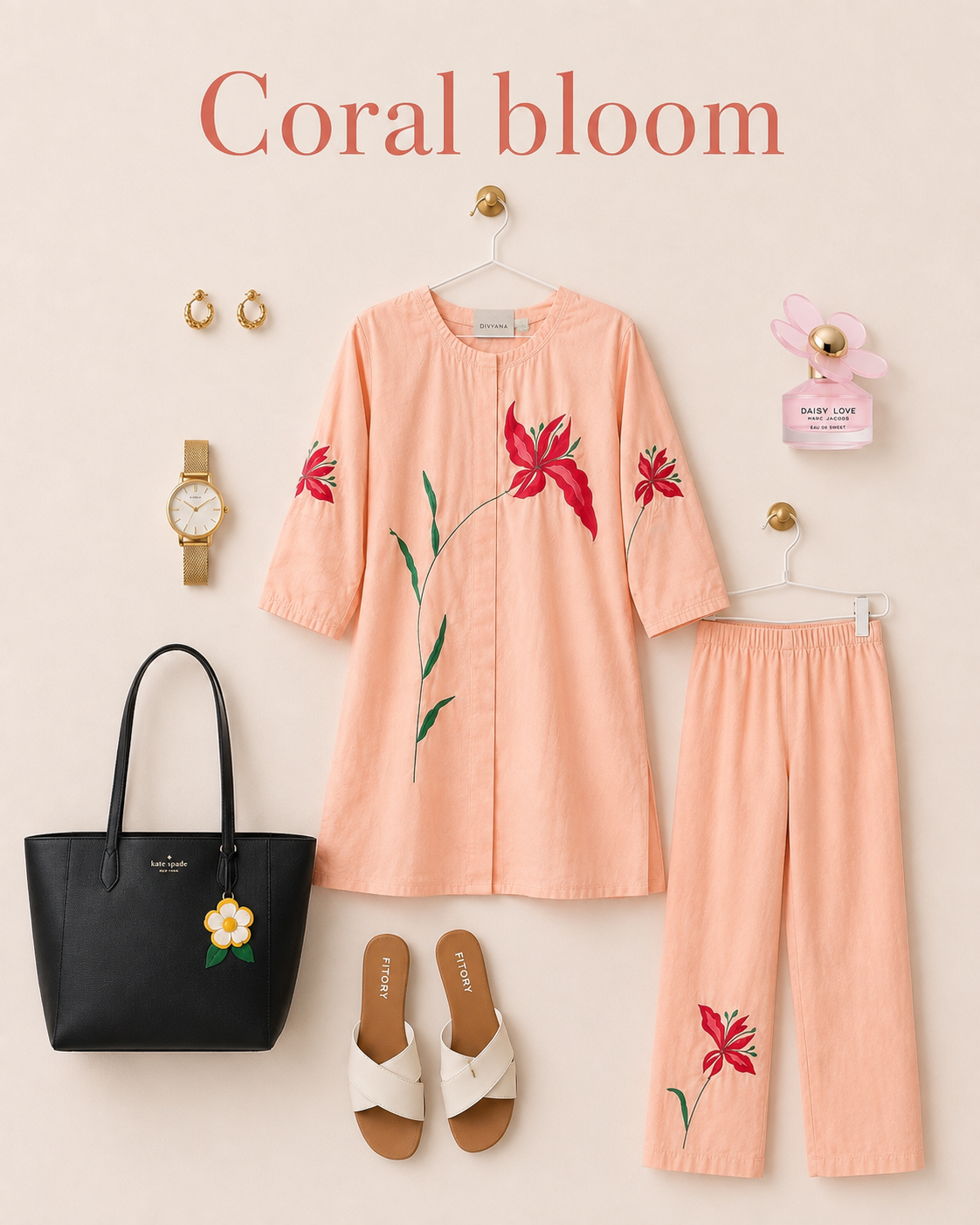 Coral Bloom Cotton Co-ord Set