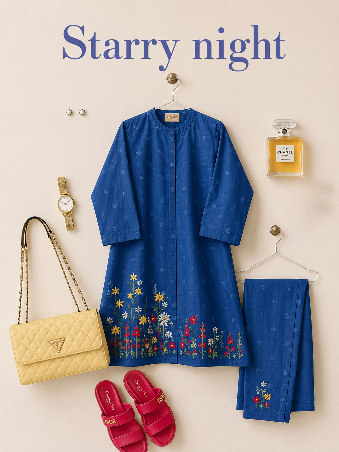The Starry Night Mul Cotton Co-ord Set