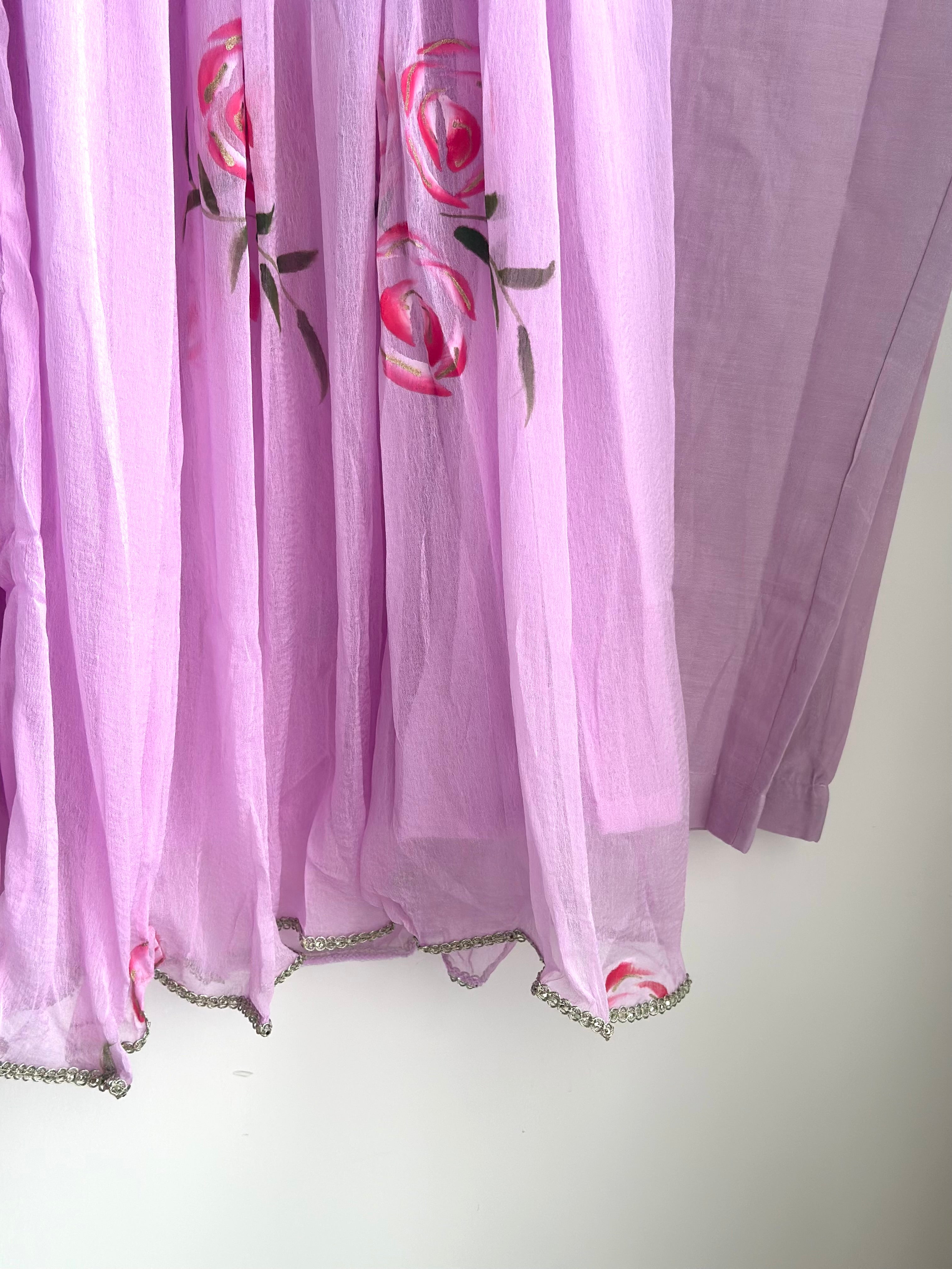 Cherry blossom chiffon anarkali set