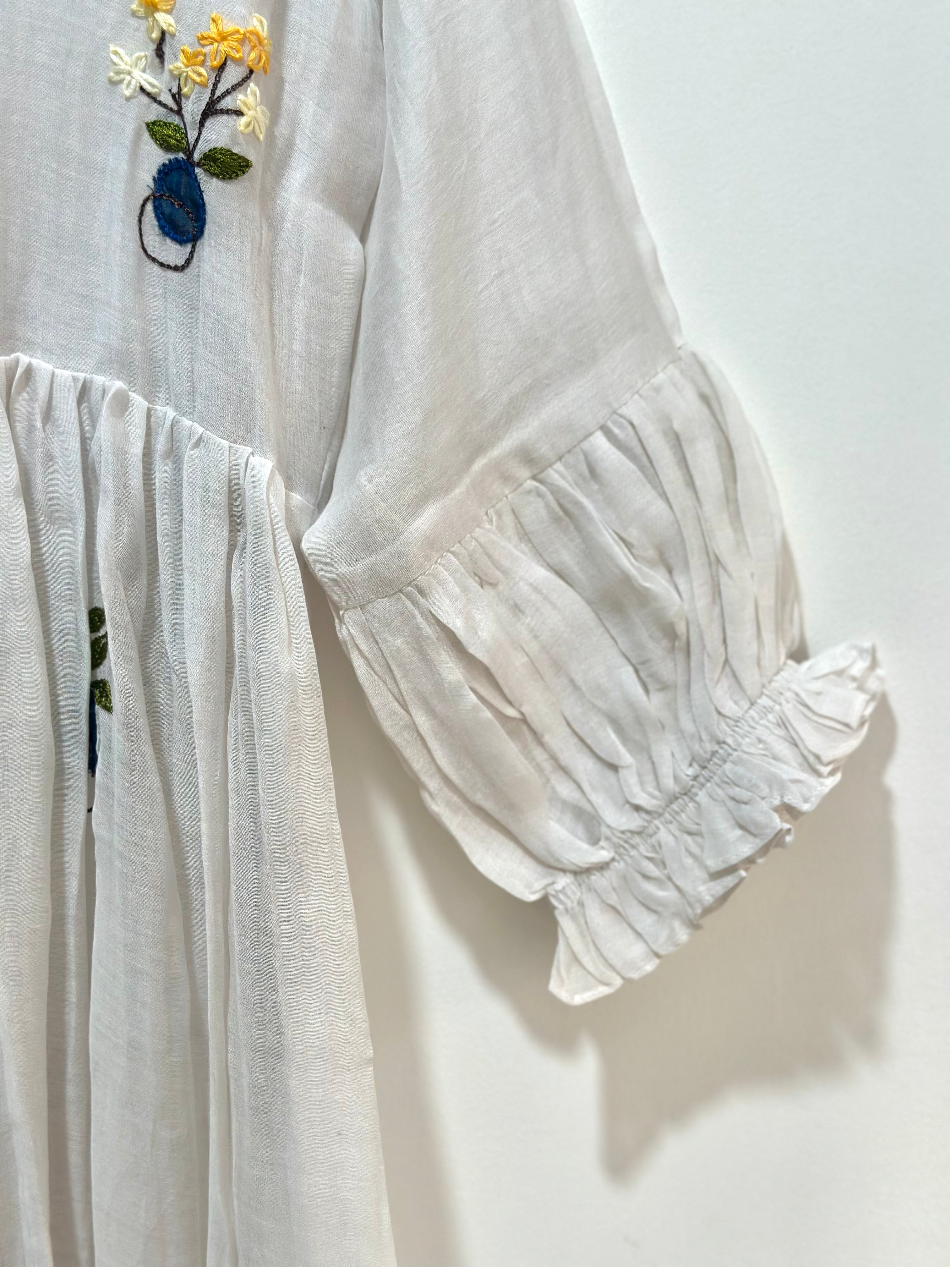 White Ease Chanderi Dress