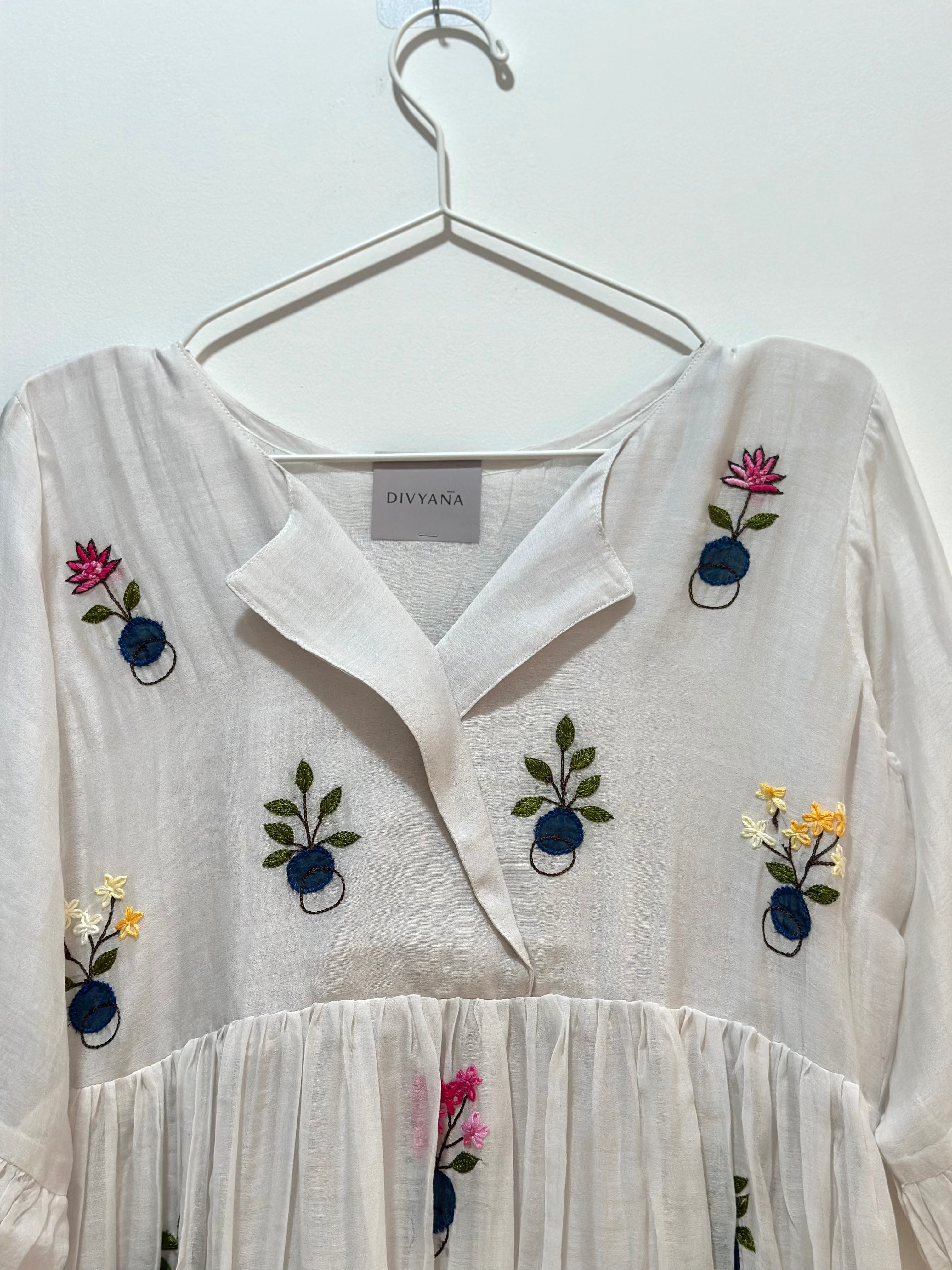 White Ease Chanderi Dress