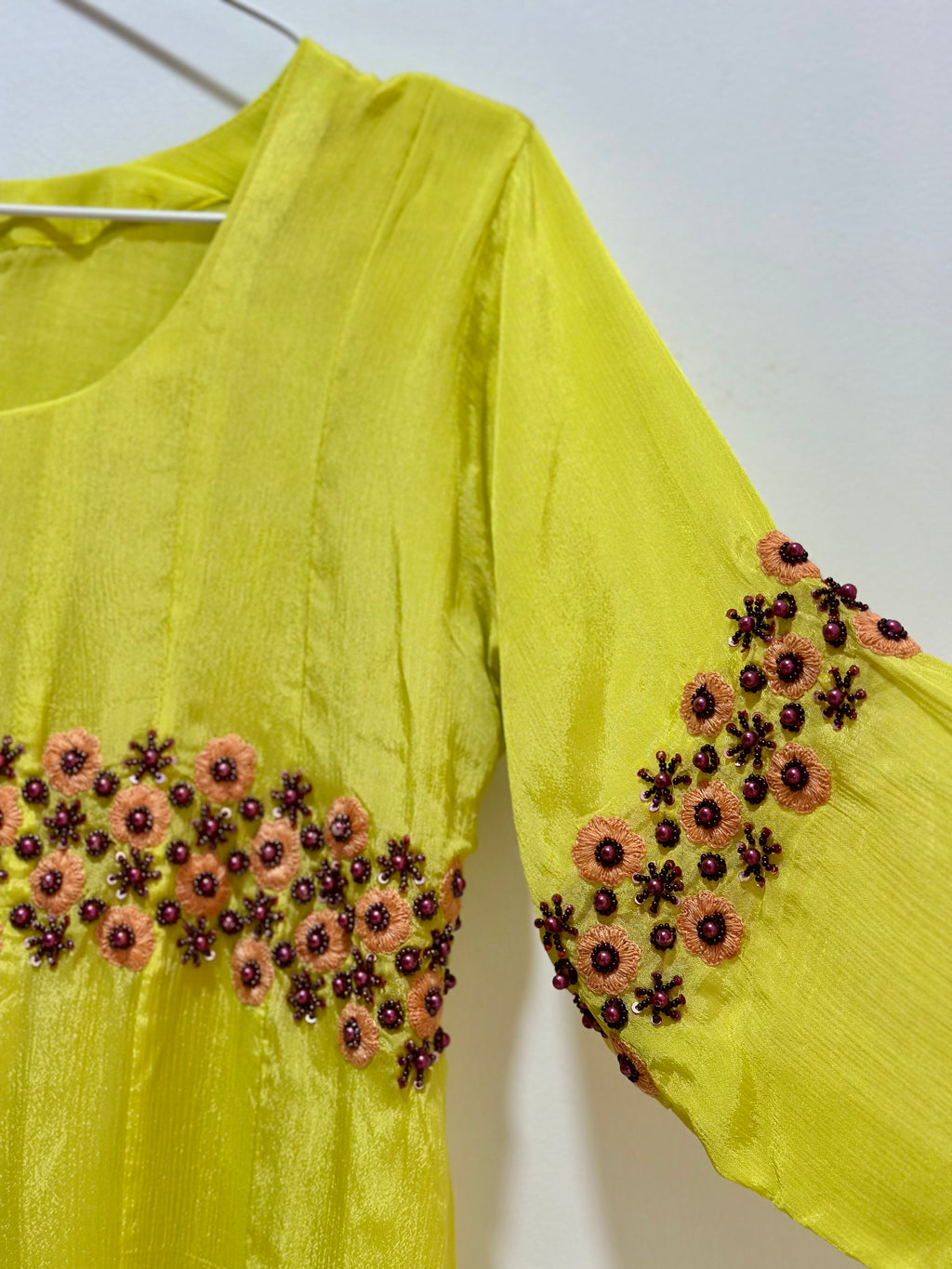Lime Green Bloom Chinnon Dress