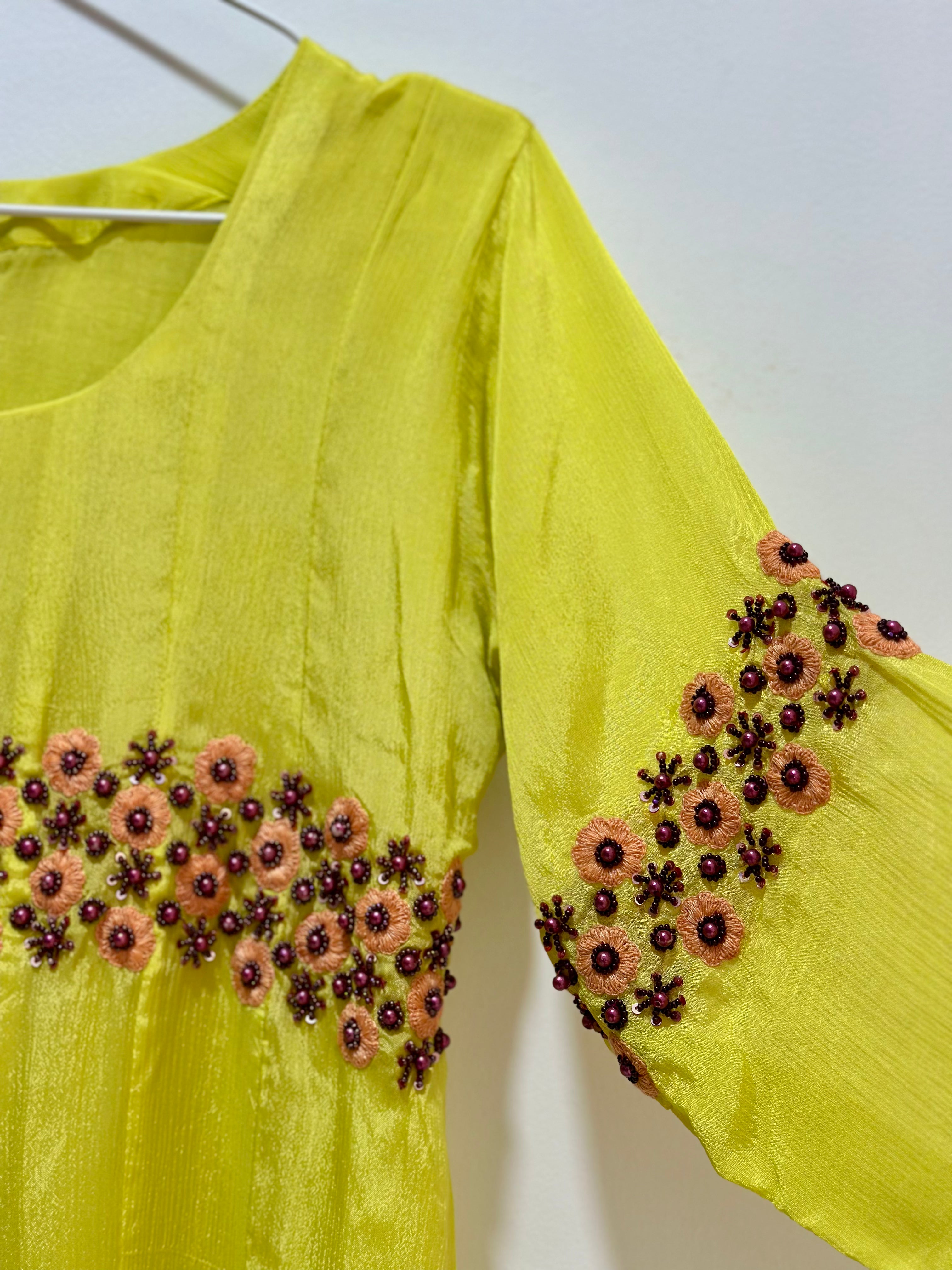 Lime Green Bloom Chinnon Dress