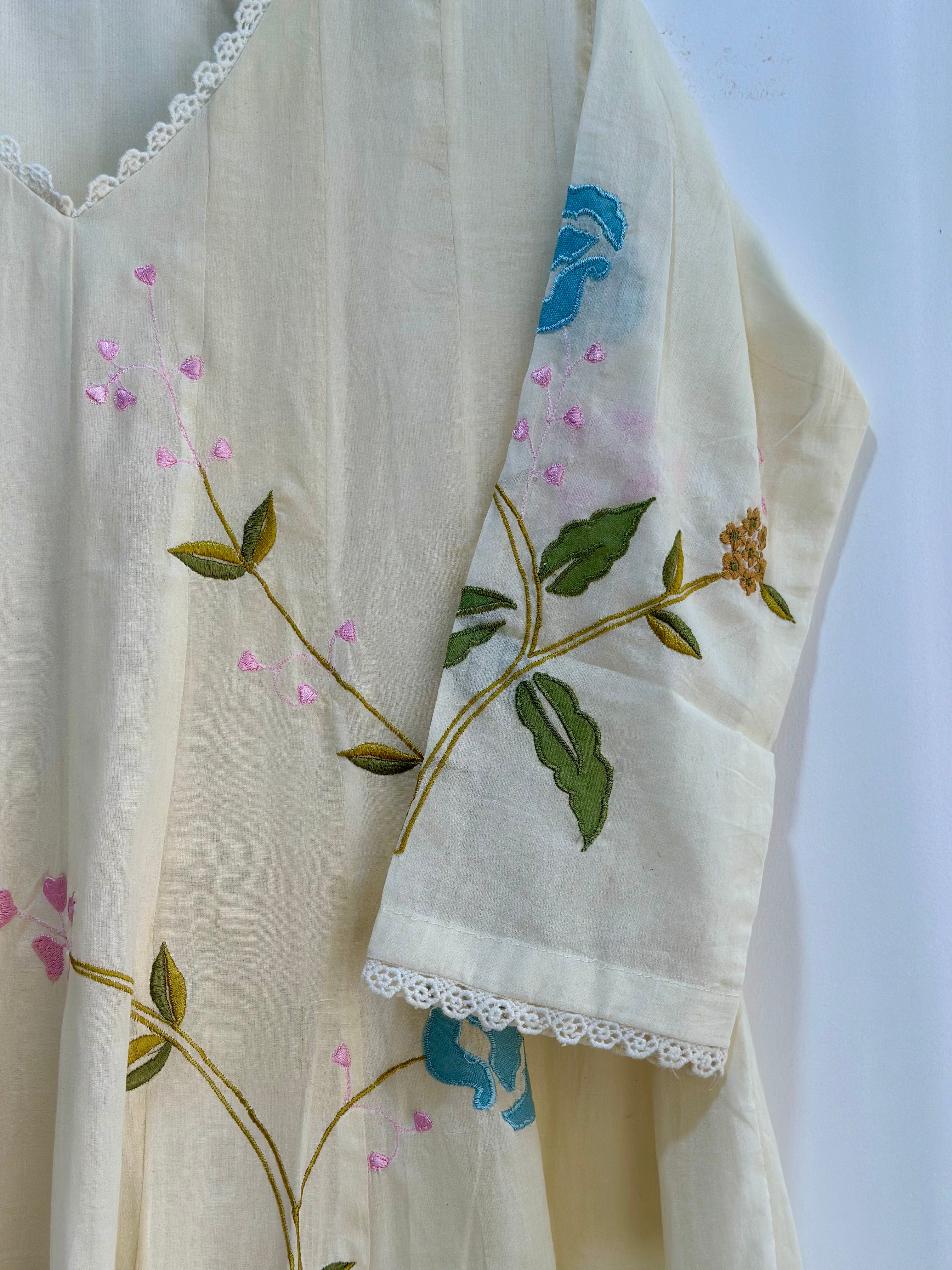 Cream Blossom Cotton Dress