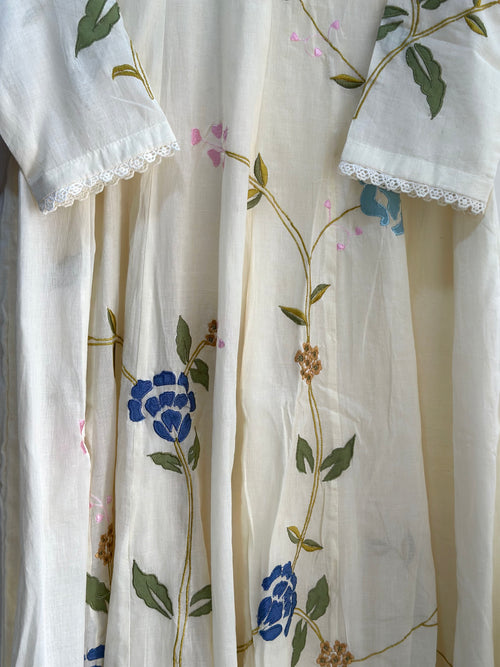 Cream Blossom Cotton Dress