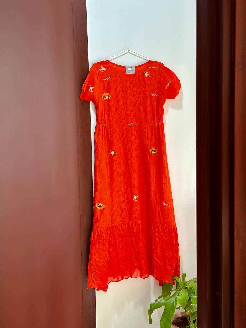 Coral Tide Embroidered Dress
