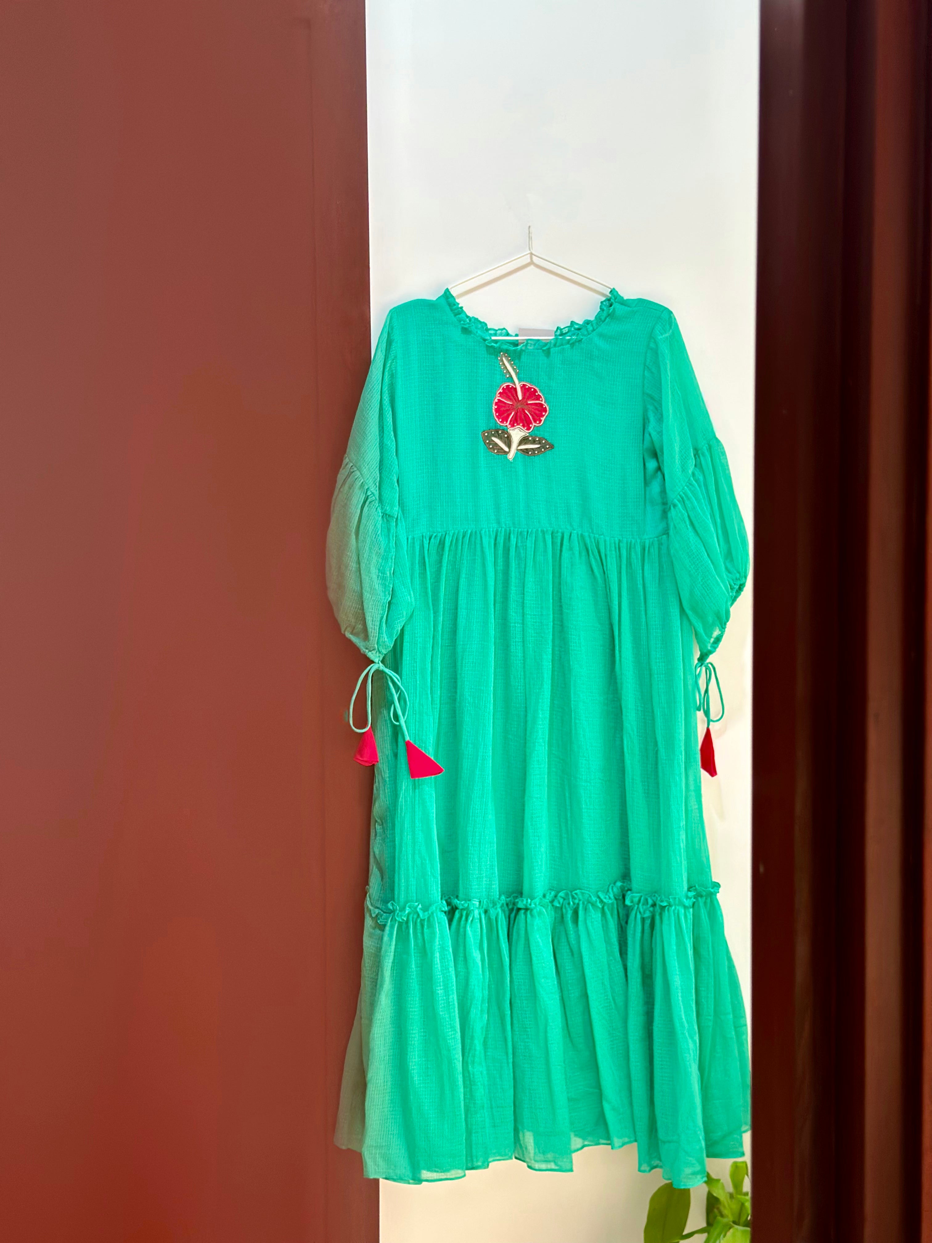 Mint Hibiscus Kota Dress