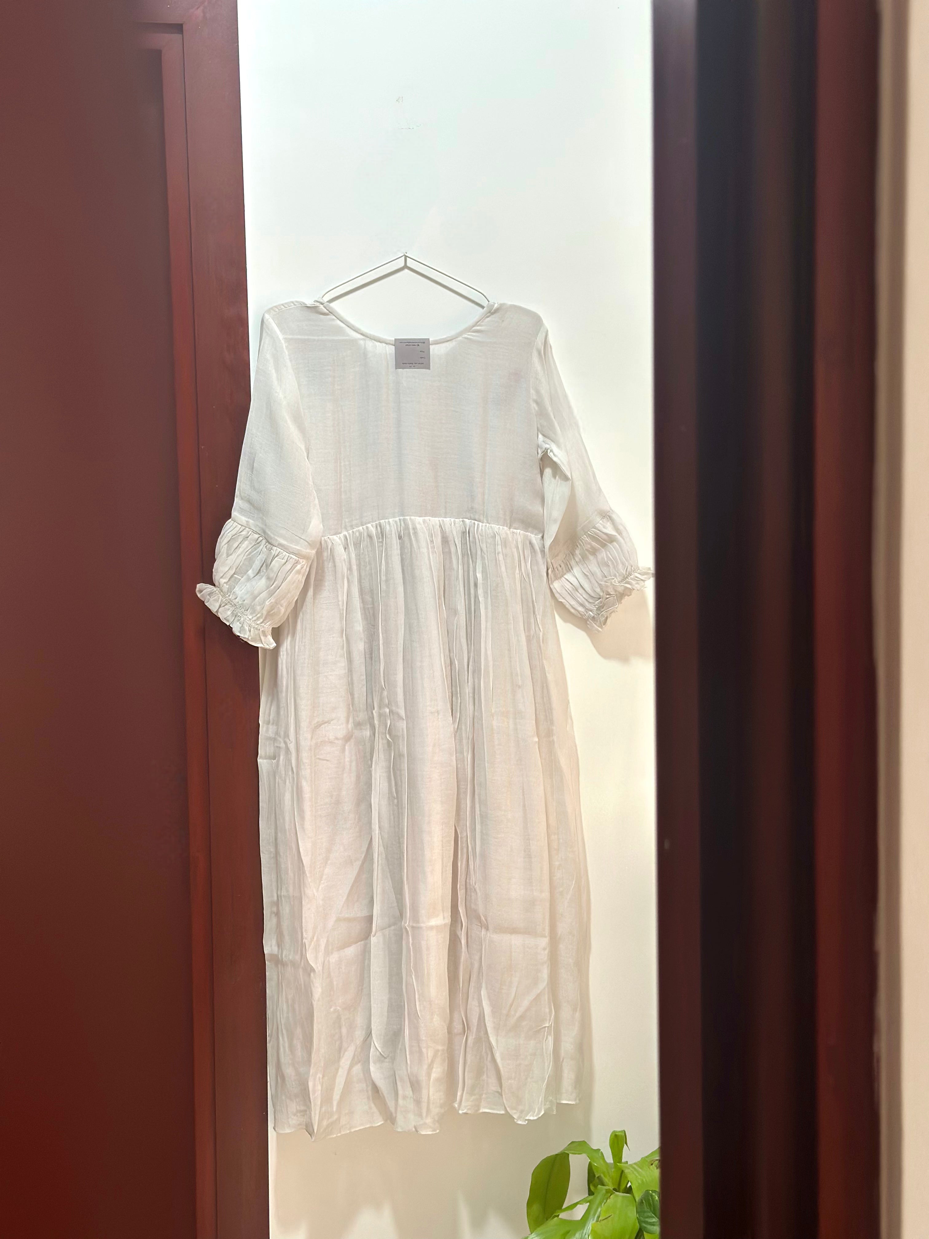 White Ease Chanderi Dress