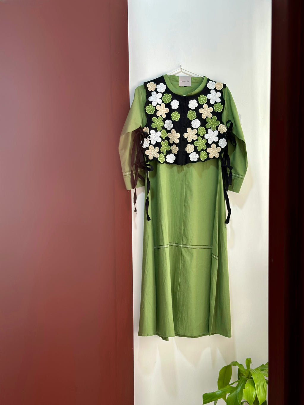 Green Side Tie Dress