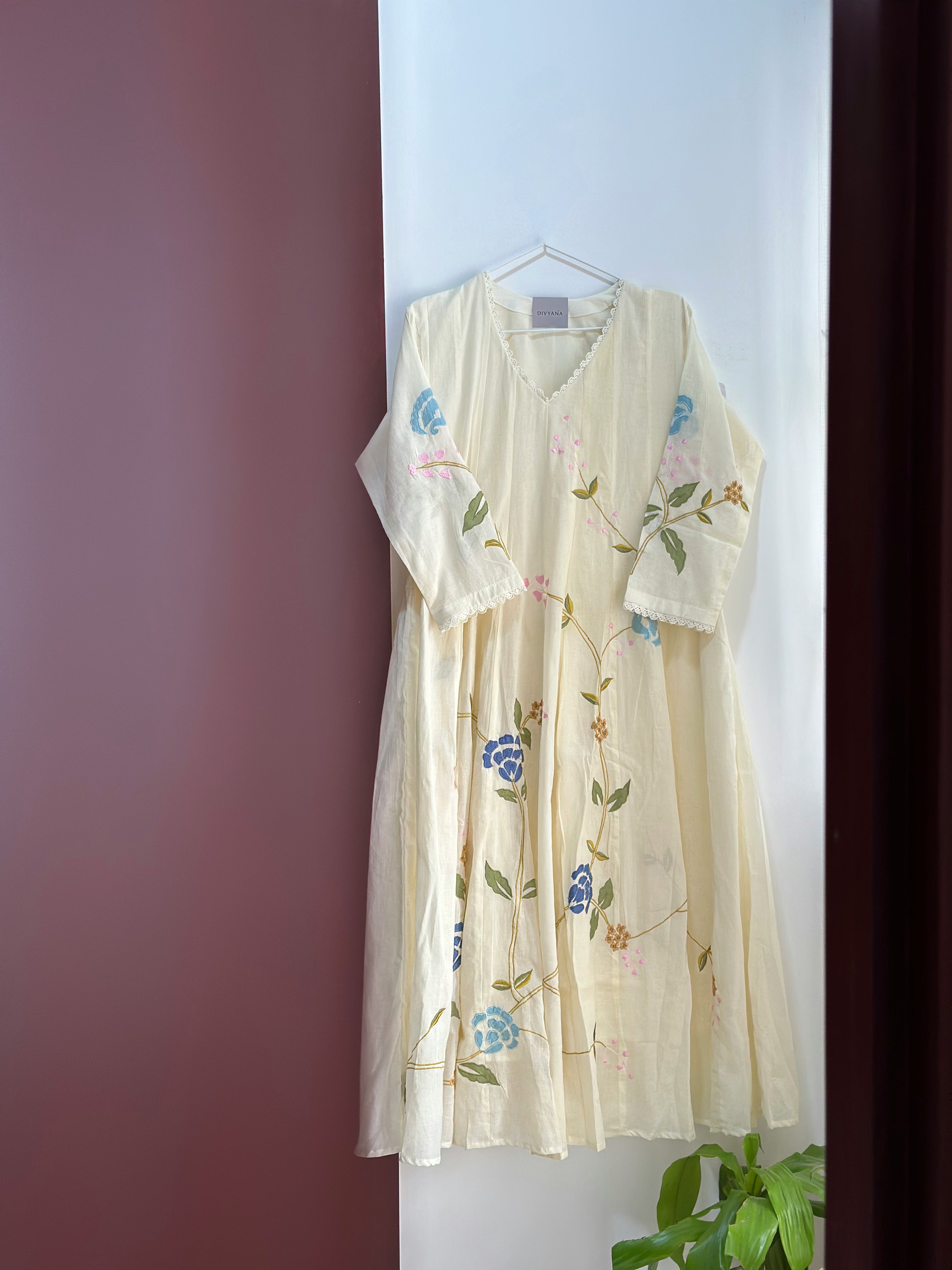 Cream Blossom Cotton Dress