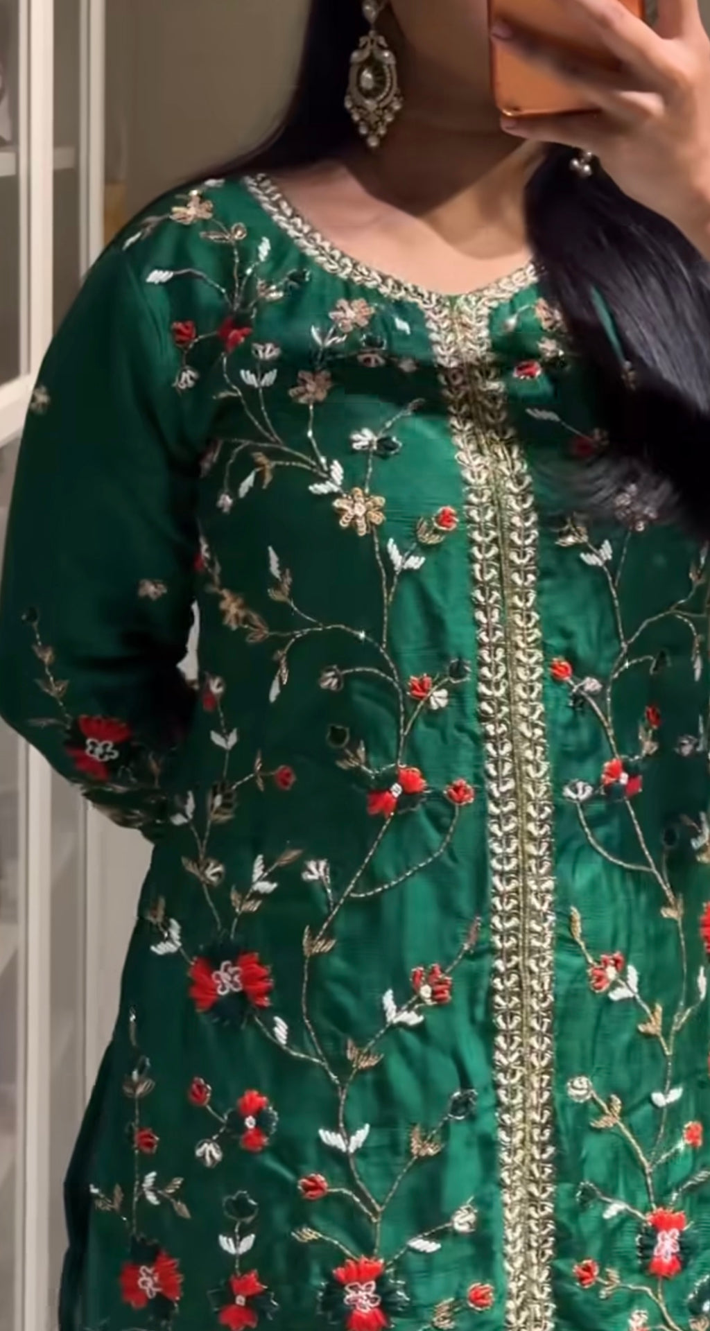 Amaira emarald green chinnon sharara set
