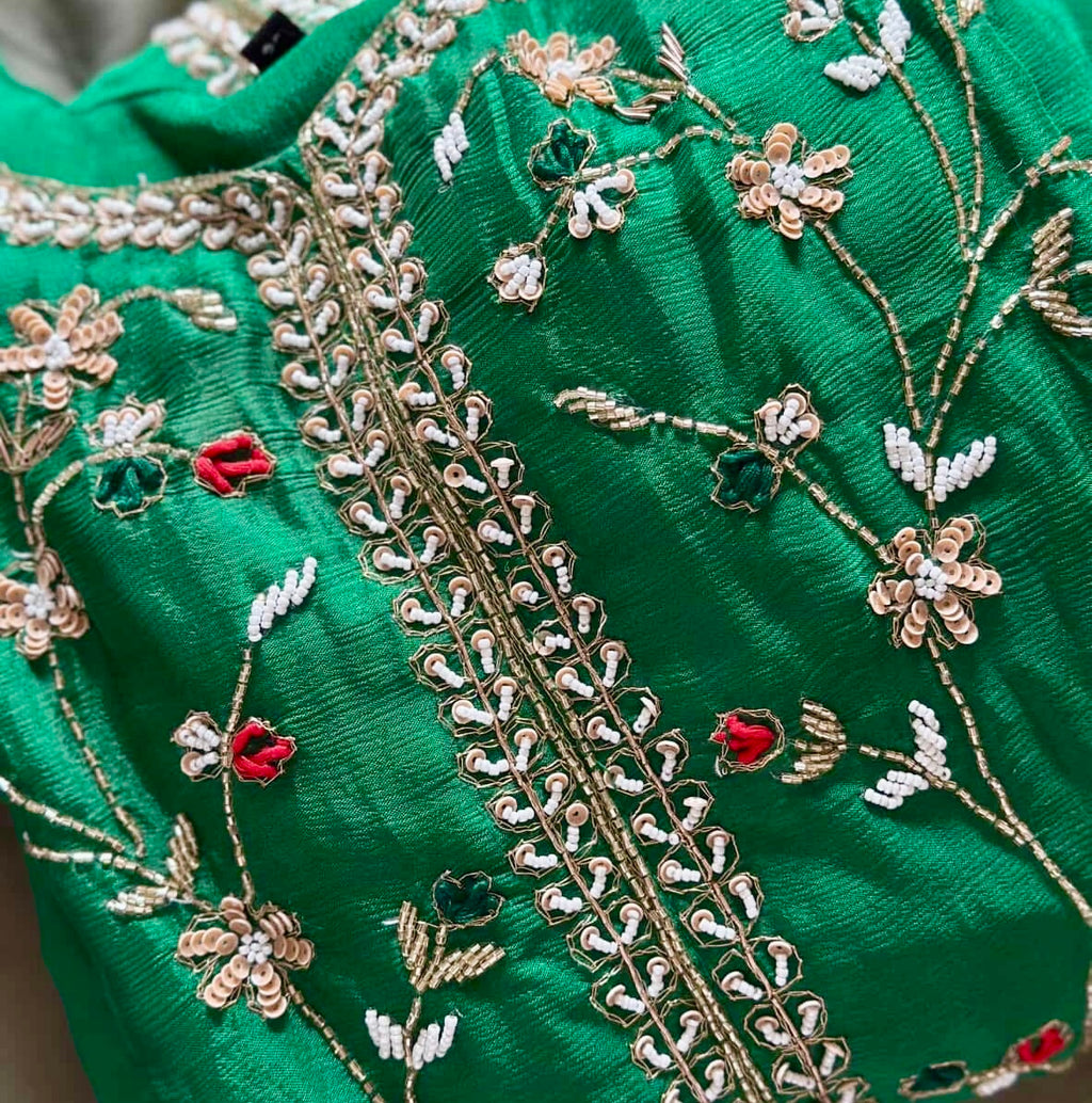 Amaira emarald green chinnon sharara set