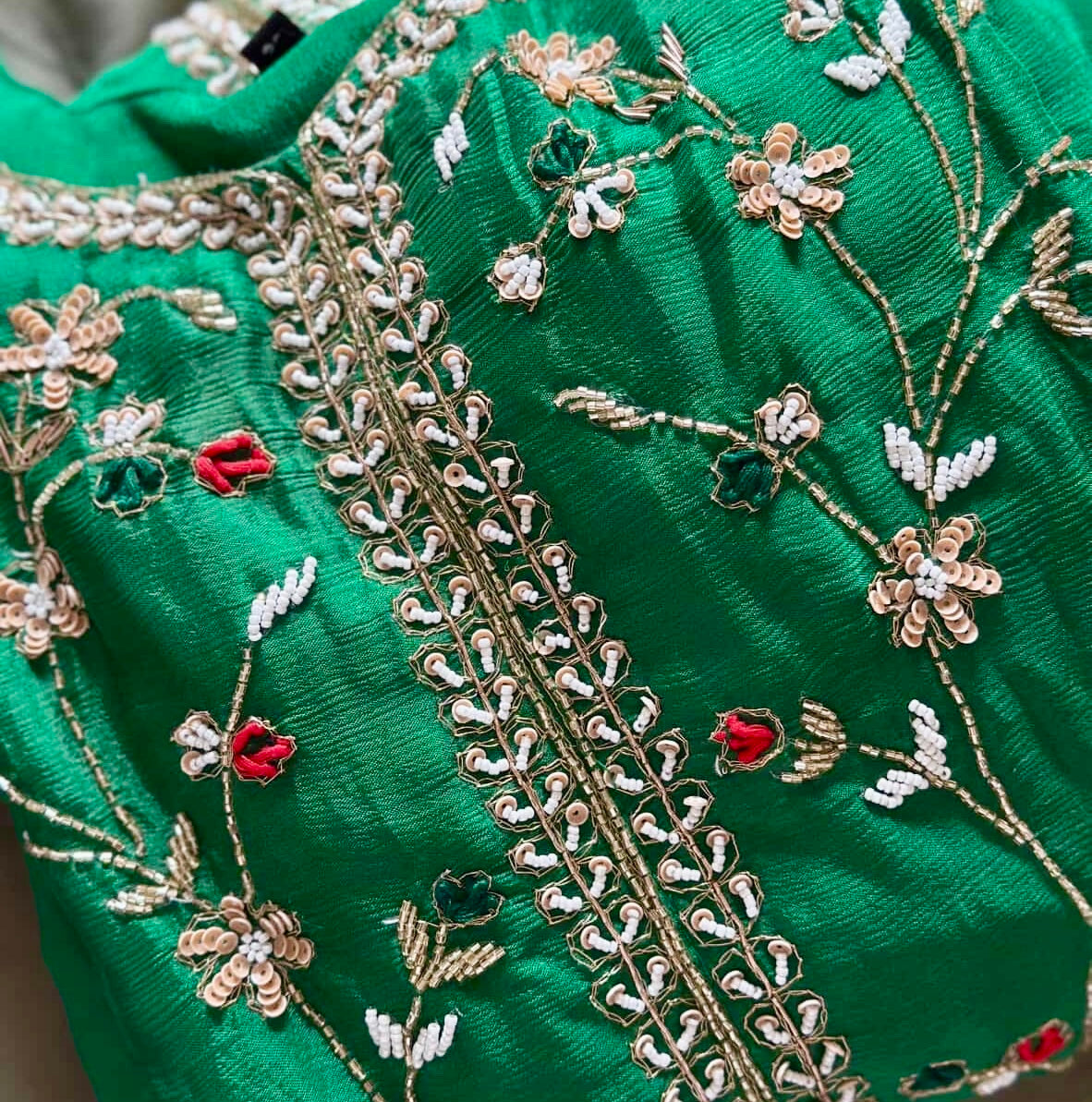 Amaira emarald green chinnon sharara set