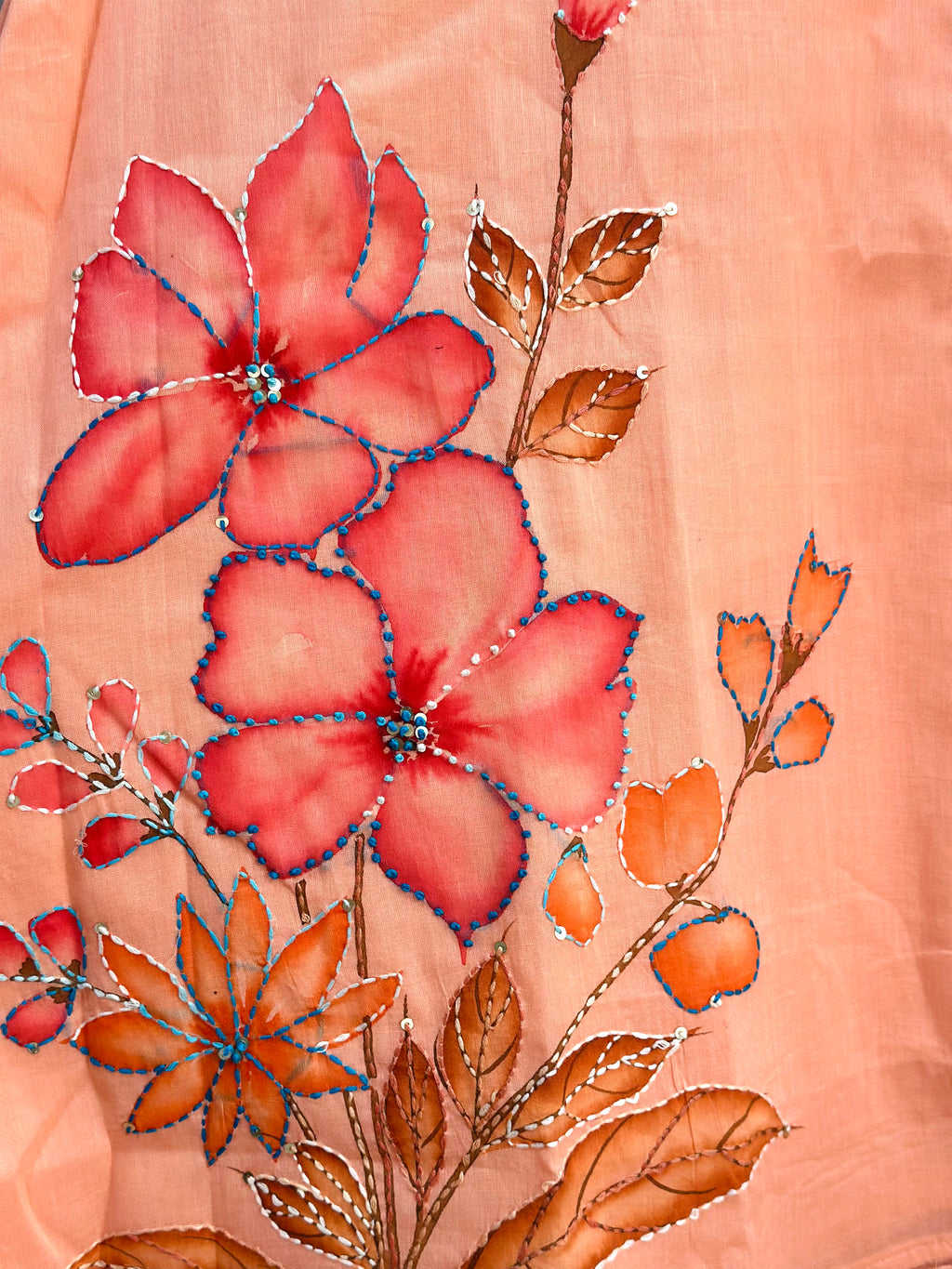 Pretty peach hand-Painted Cotton Co-ord Set