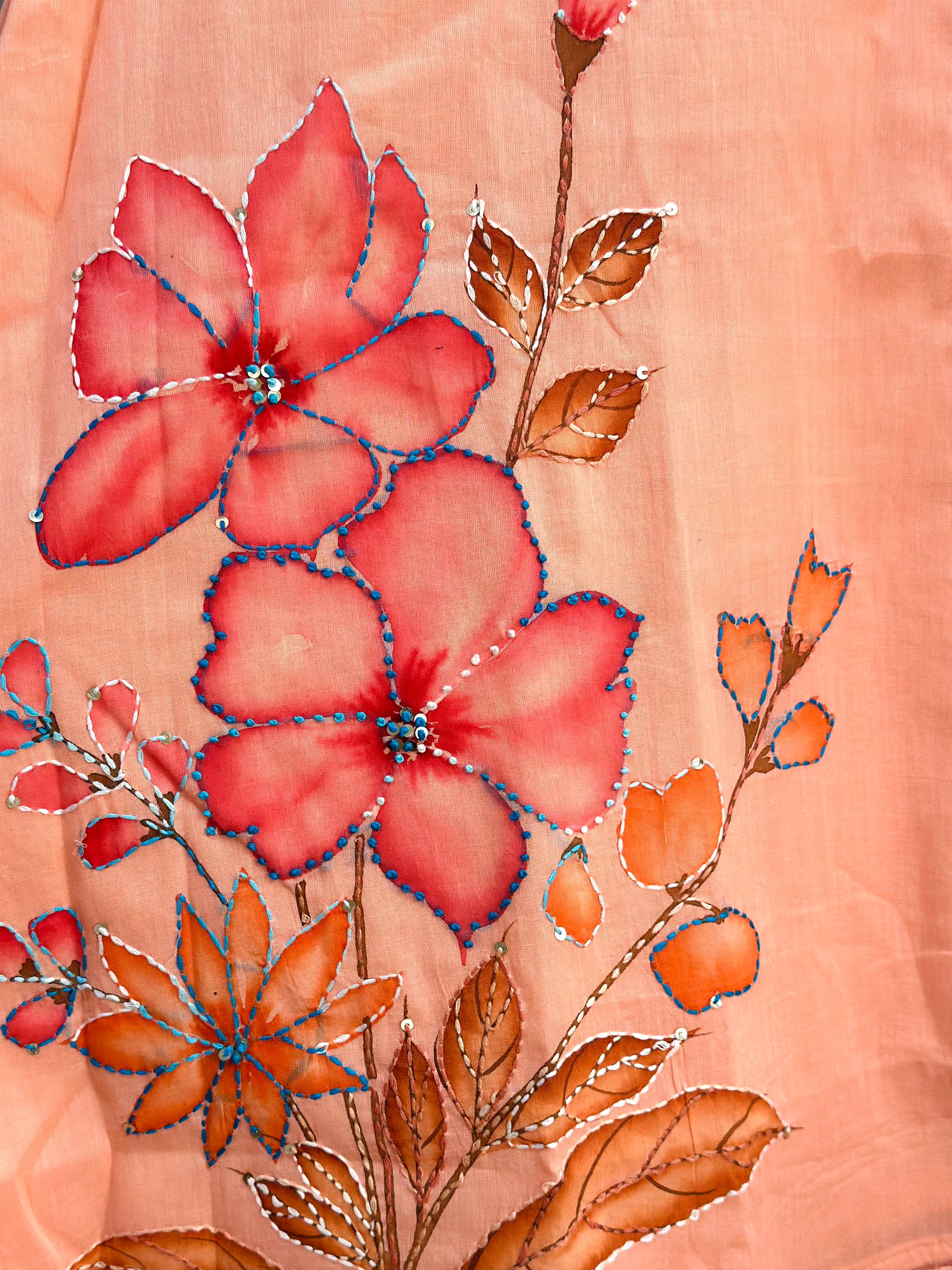 Pretty peach hand-Painted Cotton Co-ord Set