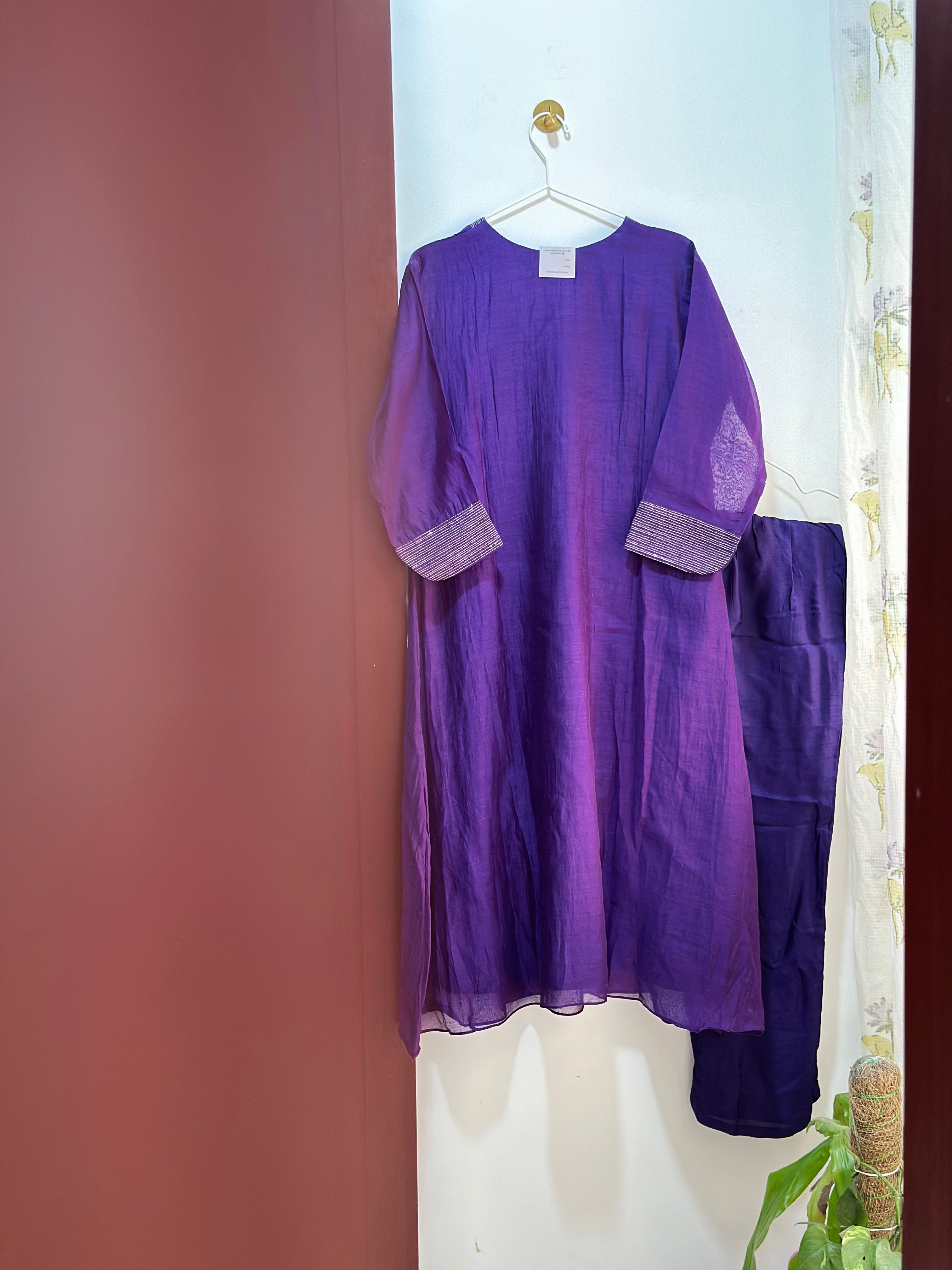 Amethyst crystal Chanderi Co-ord Set