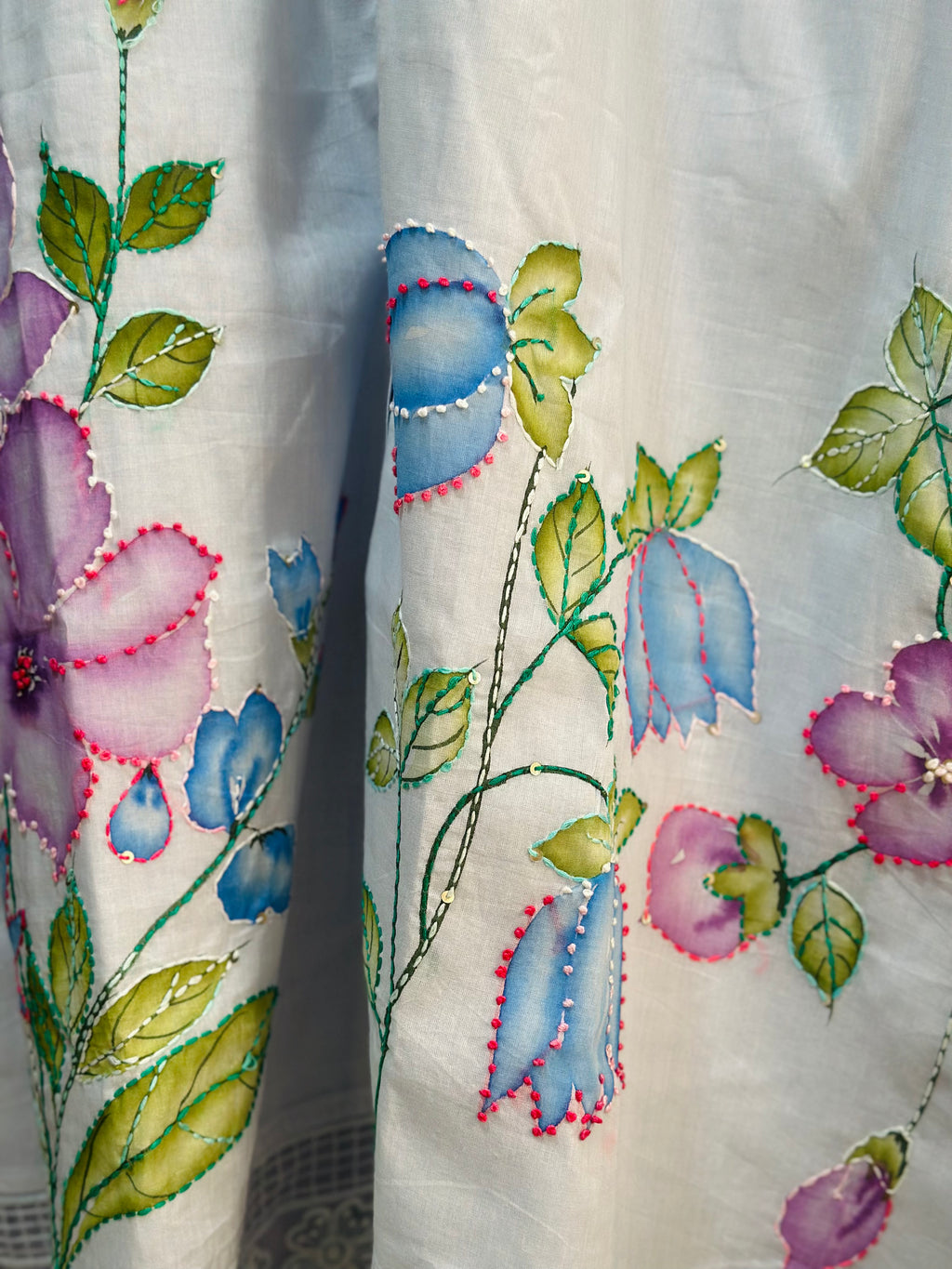 Powder blue handpainted/ hand embroidery cotton co-ord