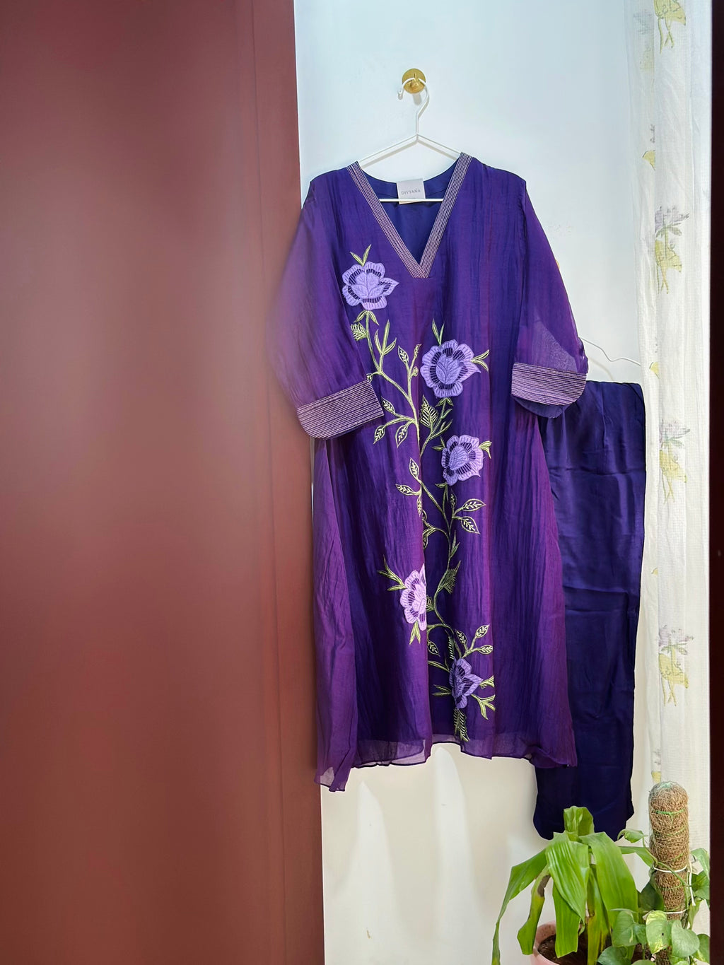 Amethyst crystal Chanderi Co-ord Set