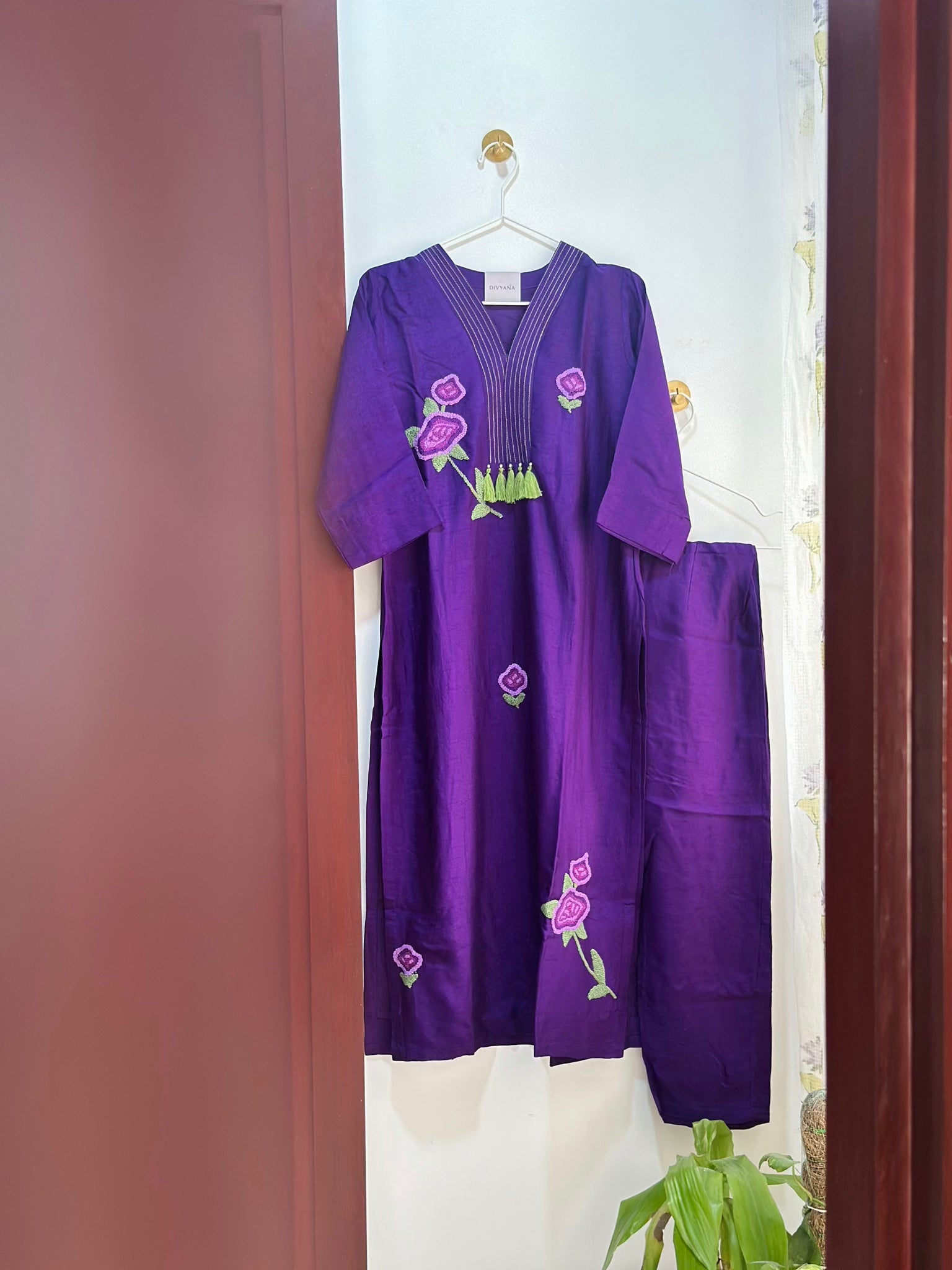 Crochet × Chanderi Co-ord Set